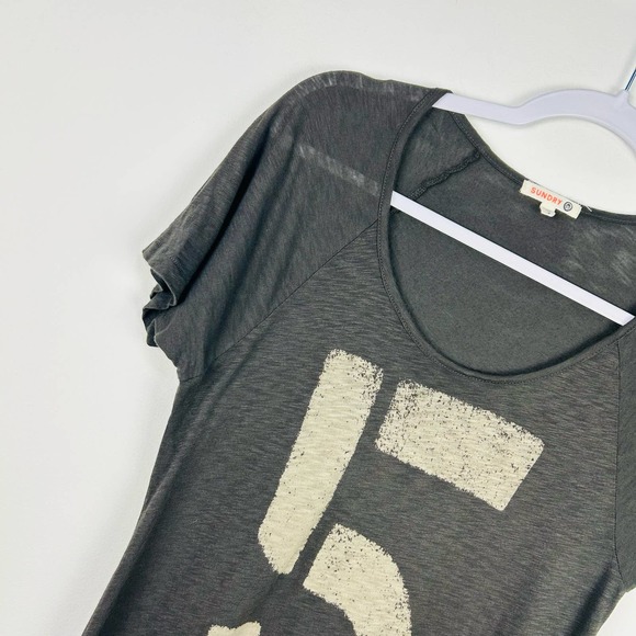 Sundry black/ dark gray  Number 5 T-Shirt Graphic Tee Size 2 - Picture 2 of 6